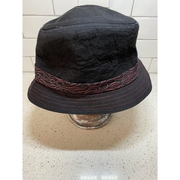 Hot Wheels Kids Bucket Hat Skull Studded Trim 2012 Mattel Black Graphic Print VG - Picture 4 of 7